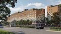 Комплекс состоит из трех домов, объединенных 12 секциями.