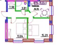 Вариант планировки 2-х комнатной квартиры.