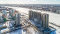ЖК «Полис на Неве». Корпуса 1, 2. Ход строительства. Аэрофотосъемка. Фото от 21.02.2019 г.