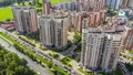 Комплекс состоит из пяти объединённых 24-этажных корпусов.Аэрофотосъемка от 07.09.2020.