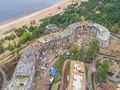 Ход строительства корпуса 9. Ведется монтаж верхних этажей. Аэрофотосъёмка от 4.10.17 г.
