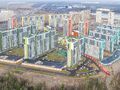 В ЖК запроектировано 24 монолитно-каркасных дома высотой от 17 до 25 этажей.  Аэрофотосъемка. Фото от 27.11.2017 г.