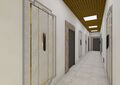 Отделка выполнена натуральными материалами в тёплой цветовой гамме и усилена подсветкой деталей и зон.