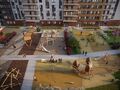 Территория комплекса закрыта и благоустроена.