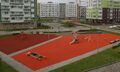 Ход строительства. Август 2015 года. Строительство спортивной площадки.
