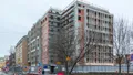 Вид с перекрёстка Курляндской ул. и ул. Циолковского. Ход строительства. Фотосъёмка от 21.11.2022 г.