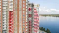 ЖК «Невские паруса». Ход строительства корпуса 4.2. Отделка фасада. Аэрофотосъемка. Фото от 28.08.2018 г.