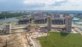 Вид со стороны Финского залива. Ход строительства. Аэрофотосъемка от 23.07.2019 г.