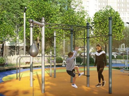 Спортивная площадка в корпусе Аэросити Family. ЖК AEROCITY (Аэросити)|Новострой-СПб