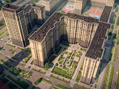 Вид сверху на двор. ЖК «Цивилизация на Неве»|Новострой-СПб