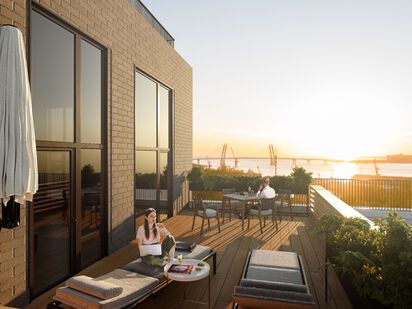 В жилом комплексе представлены квартиры с террасами.