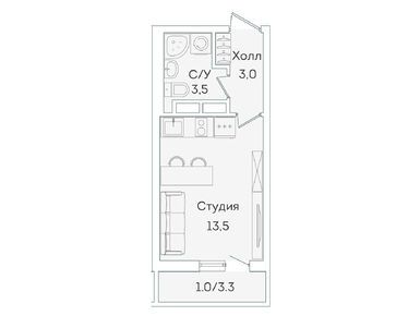 Студия 20.00 кв.м, ЖК  Lampo (Лампо), 4 650 000 руб.
