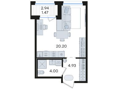 Студия 30.60 кв.м, ЖК GloraX Парголово (Глоракс Парголово), 5 559 998 руб.