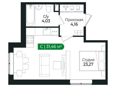 Студия 31.46 кв.м, ЖК «Сертолово Парк» (SERTOLOVO PARK), 5 838 976 руб.