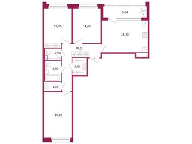 Планировки трехкомнатные в ЖК «Дом на Курской»