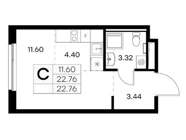 Студия 22.76 кв.м, ЖК GloraX Новоселье (Глоракс Новоселье), 4 249 999 руб.