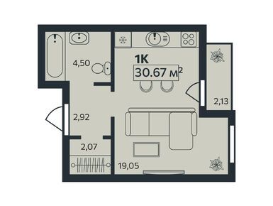 Студия 30.67 кв.м, ЖК «Эдельвейс.Янино», 4 973 640 руб.