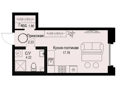 Студия 26.09 кв.м, ЖК «Айди Петроградская», 17 349 850 руб.