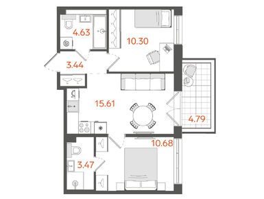 Планировки двухкомнатные в ЖК «STAVNI Обводный» («Ставни Обводный»)