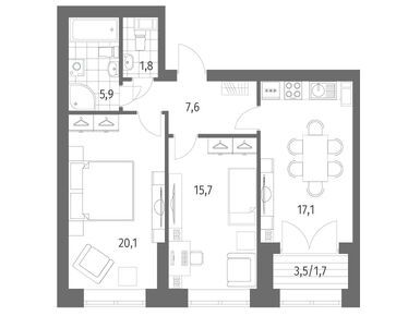 2-комнатная 70.10 кв.м, ЖК «Наука», 21 111 000 руб.