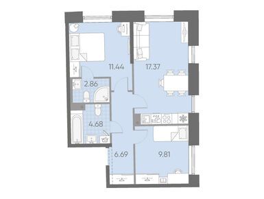 Планировки двухкомнатные в ЖК «Бульвар Грина»