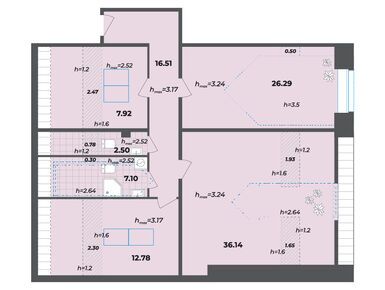 Планировки 3-к. апартаменты в «Лиговский 127»