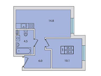 1-комнатная 35.40 кв.м, ЖК «Ветер перемен 2», 4 500 000 руб.