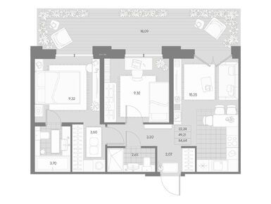 2-комнатная 54.64 кв.м, ЖК «Альпен», 29 394 352 руб.