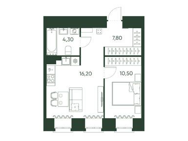 Планировки однокомнатные в Клубный дом «Моисеенко 10»