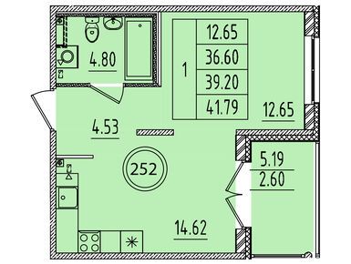 1-комнатная 36.60 кв.м, ЖК «Образцовый квартал 14», 7 215 580 руб.
