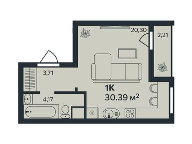 Студия 30.39 кв.м, ЖК «Эдельвейс.Янино», 4 978 450 руб.
