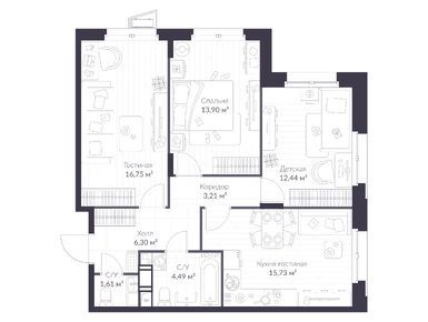 Планировки четырехкомнатные в ЖК Veren Nort Сертолово