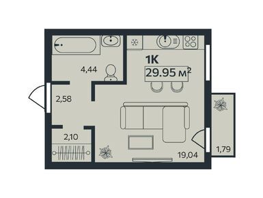 Студия 29.95 кв.м, ЖК «Эдельвейс.Янино», 4 821 096 руб.