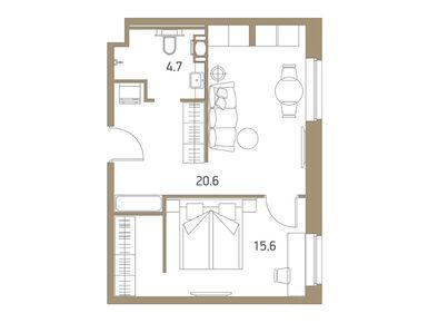 Планировки 1-к. апартаменты в VIDI (Види)