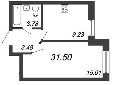 1-комнатная 31.50 кв.м, ЖК ЦДС «Приневский», 5 435 325 руб.
