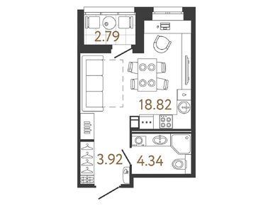 Студия 27.08 кв.м, ЖК «Ультра Сити 3.0», 8 270 966 руб.
