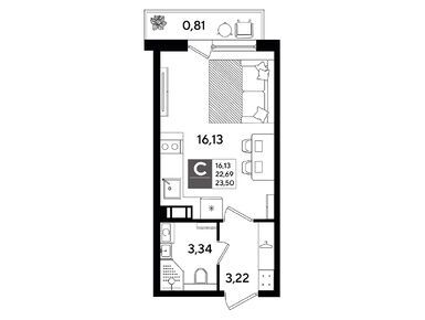 Студия 23.50 кв.м, ЖК «Догма Юкки», 4 420 350 руб.
