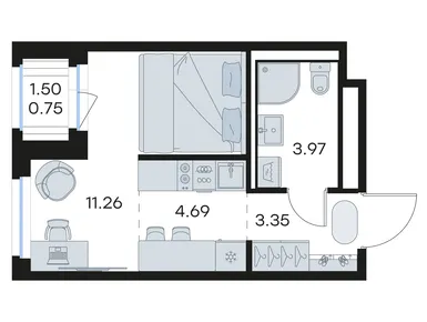 Студия 24.02 кв.м, ЖК «Глоракс Новоселье», 5 309 999 руб.