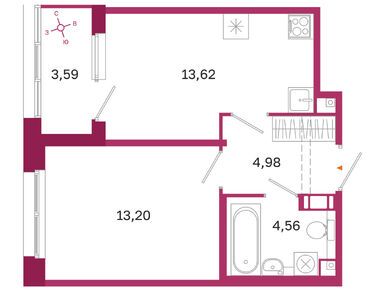 1-комнатная 36.36 кв.м, ЖК «Дом на Курской», 15 919 681 руб.