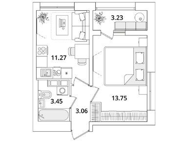 1-комнатная 32.90 кв.м, ЖК «БелАрт», 11 367 056 руб.