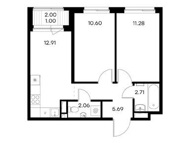 Планировки двухкомнатные в ЖК GloraX Новоселье (Глоракс Новоселье)