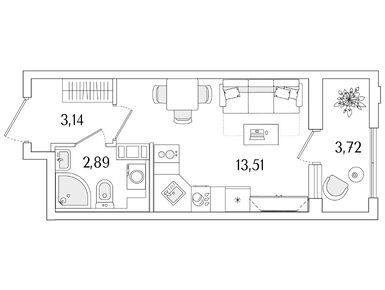 Студия 21.40 кв.м, ЖК «Гранат», 9 874 899 руб.