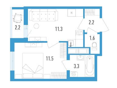 Планировки однокомнатные в ЖК AEROCITY (Аэросити)