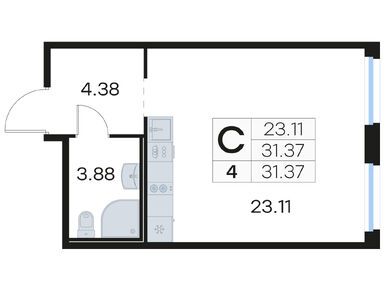 Студия 31.70 кв.м, ЖК «Глоракс Парголово», 6 219 999 руб.