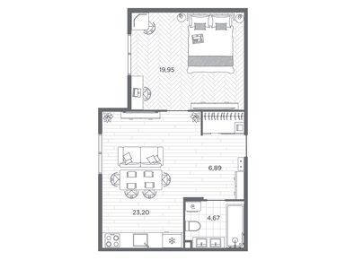Планировки однокомнатные в ЖК BAKUNINA 33 (Бакунина 33)