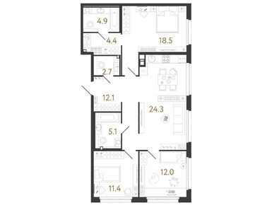 Планировки трехкомнатные в ЖК «Визионер»