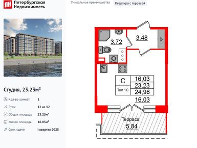 Студия 23.23 кв.м, ЖК «Сэтл Ривьера», 9 750 130 руб.