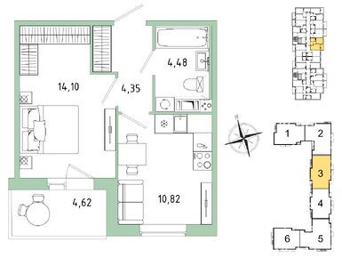 1-комнатная 36.06 кв.м, ЖК «IQ Гатчина», 6 443 922 руб.