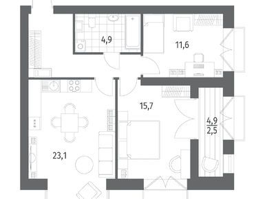 2-комнатная 67.37 кв.м, ЖК «Наука», 20 577 000 руб.
