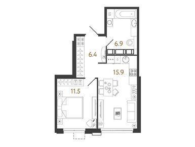 1-комнатная 40.70 кв.м, ЖК «Струны», 14 011 305 руб.